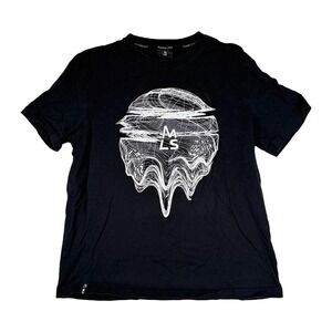 MAGNLENS Men's Black Graphic T-Shirt MLS Drip Art Logo Tee Size L